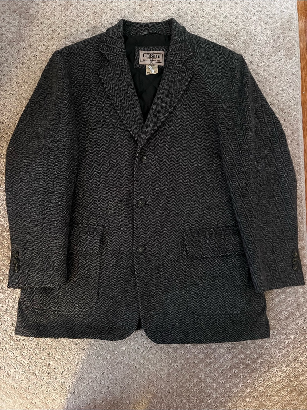 Vintage L.L.Bean Men’s M Wool Herringbone Blazer Insulated Quilted Sport Coat